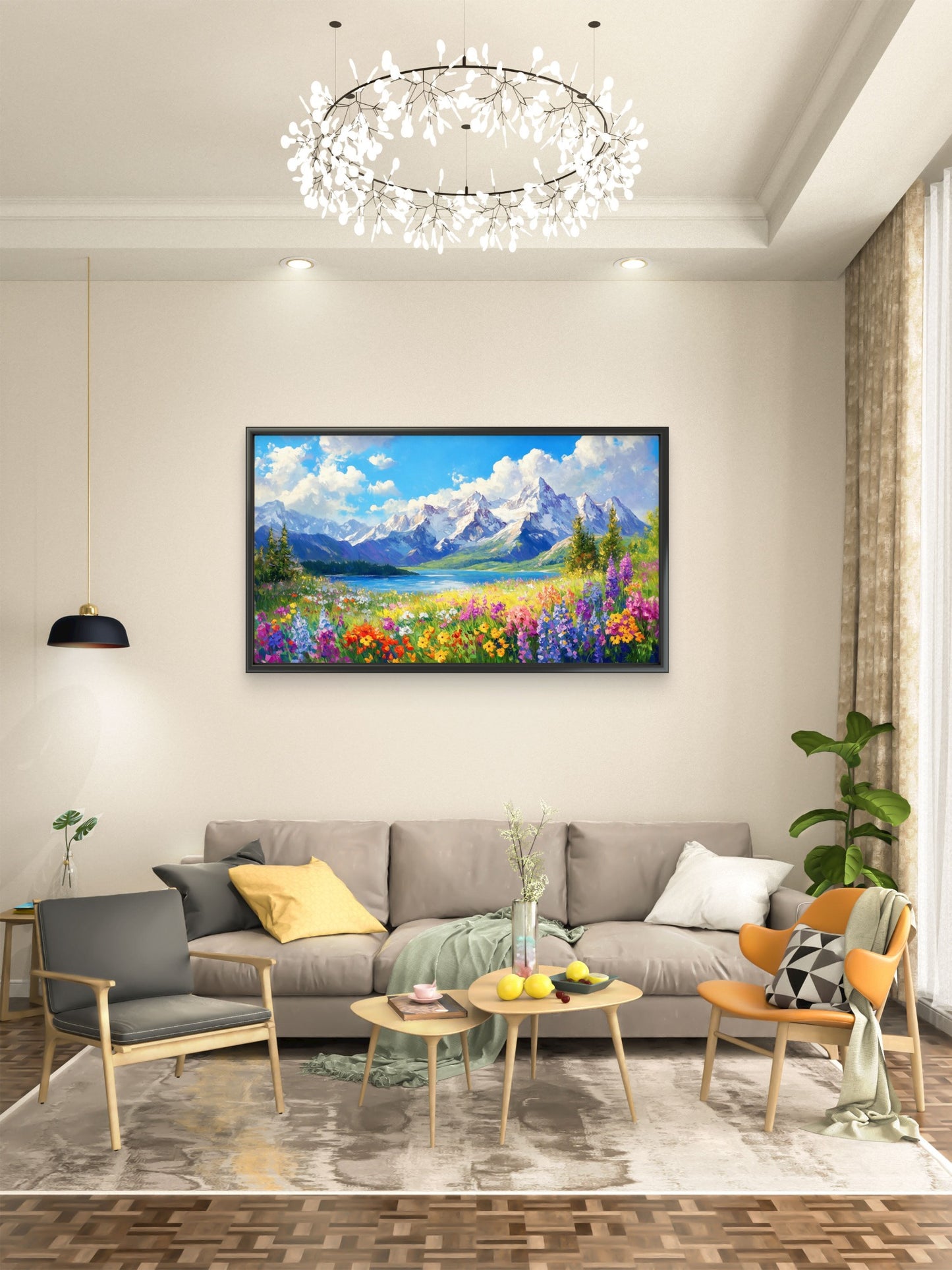 Vibrant_alpine_spring_landscape Luxurious-Nature & Landscapes-3D Textured Wall Art | UV Embossed Canvas Wall Frame for Home decor