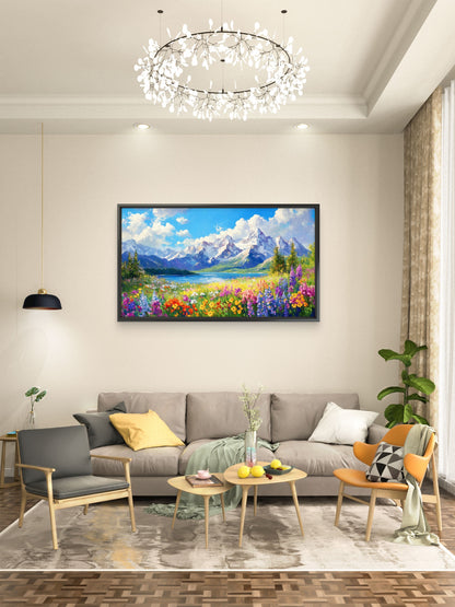 Vibrant_alpine_spring_landscape Luxurious-Nature & Landscapes-3D Textured Wall Art | UV Embossed Canvas Wall Frame for Home decor