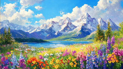 Vibrant_alpine_spring_landscape Luxurious-Nature & Landscapes-3D Textured Wall Art | UV Embossed Canvas Wall Frame for Home decor