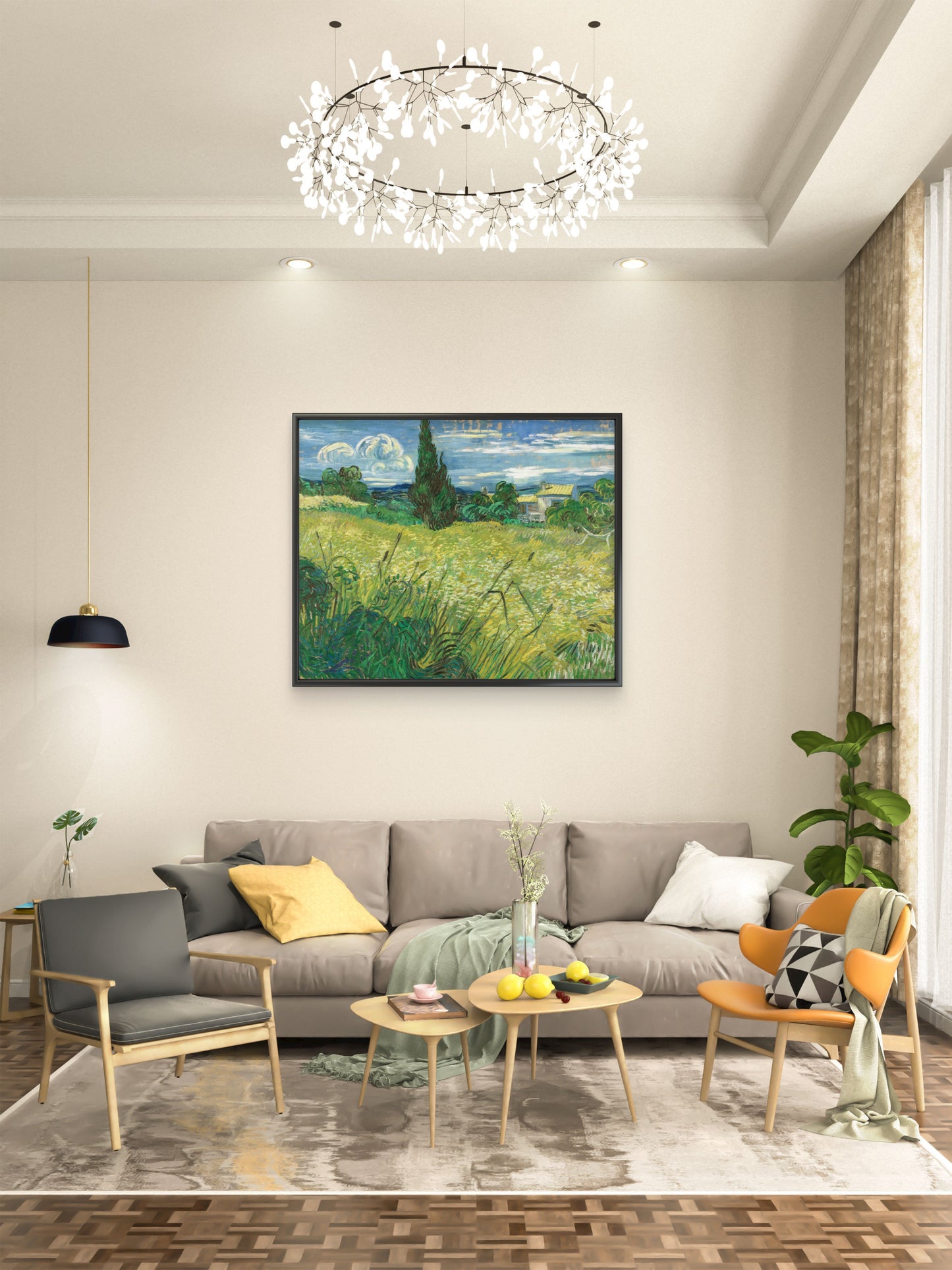 Vincent_van_Green_field-Luxurious-Nature and landscape | 3D Textured Wall Art | UV Printed Embossed Canvas Wall Frame for Home Decor,Living Room