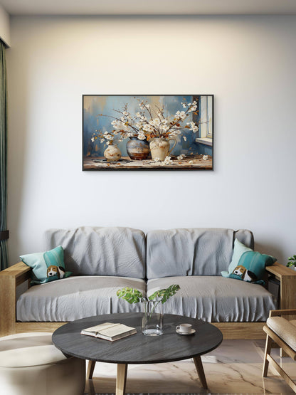 Vintage_Ceramics_Flower pot-premium-Floral & Botanical-3D Textured Wall Art | UV Embossed Canvas Wall Frame for home decor and bed room