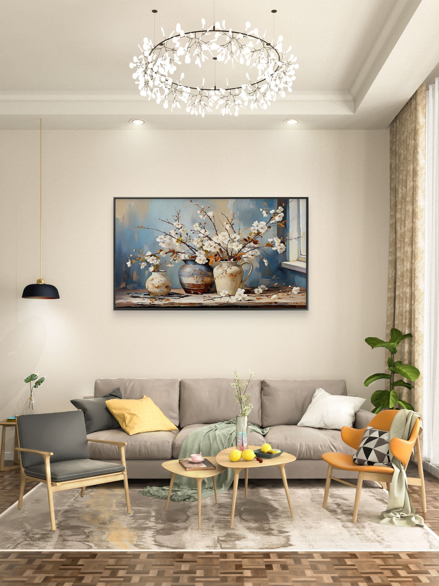 Vintage_Ceramics_Flower pot-premium-Floral & Botanical-3D Textured Wall Art | UV Embossed Canvas Wall Frame for home decor and bed room
