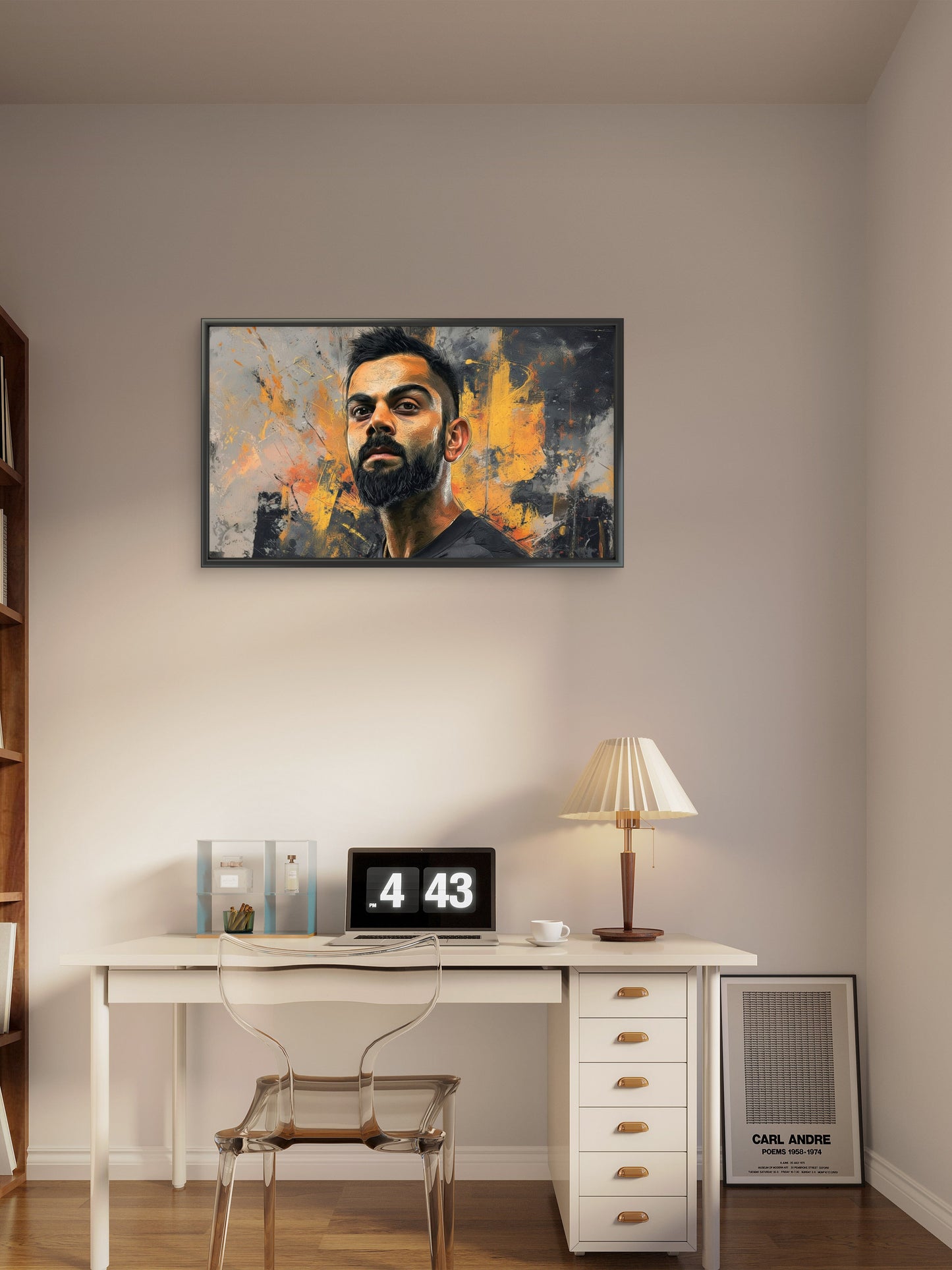 Virat Kohli Abstract Landsacpe-Luxurious-Lifestyle & Hobbies-3D Textured Wall Art | UV Embossed Canvas Wall Frame for Kids room and Sports area