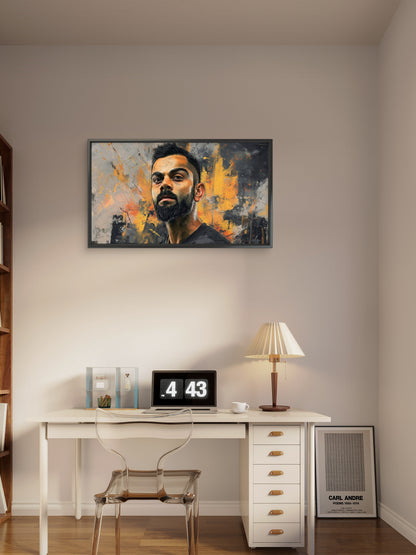 Virat Kohli Abstract Landsacpe-Luxurious-Lifestyle & Hobbies-3D Textured Wall Art | UV Embossed Canvas Wall Frame for Kids room and Sports area