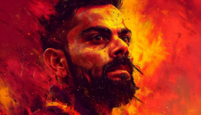 Virat Kohli Impasto Texture-Luxurious-Lifestyle & Hobbies-3D Textured Wall Art | UV Embossed Canvas Wall Frame for Kids room and Sports area