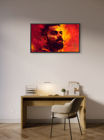 Virat Kohli Impasto Texture-Luxurious-Lifestyle & Hobbies-3D Textured Wall Art | UV Embossed Canvas Wall Frame for Kids room and Sports area