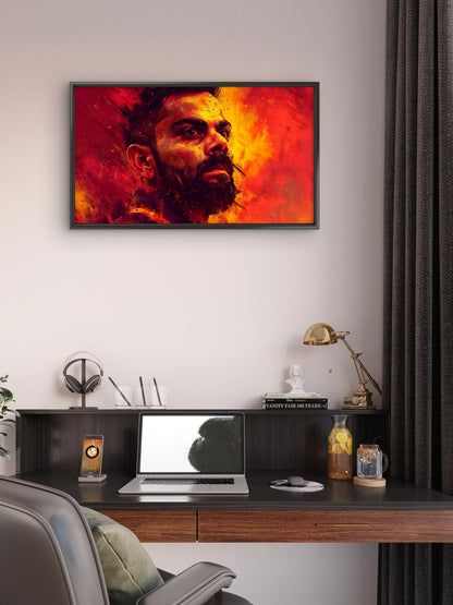 Virat Kohli Impasto Texture-Luxurious-Lifestyle & Hobbies-3D Textured Wall Art | UV Embossed Canvas Wall Frame for Kids room and Sports area