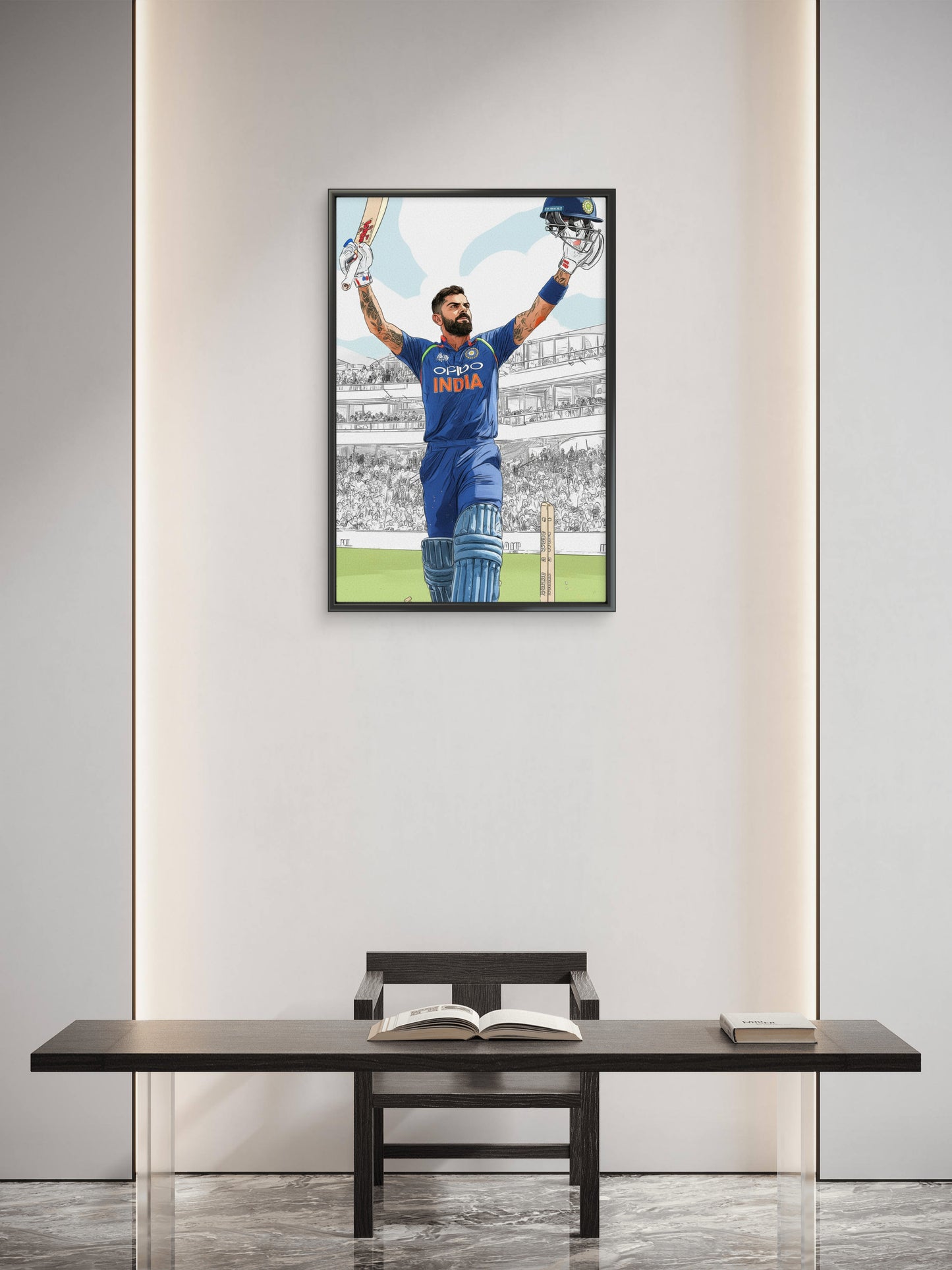 Virat Kohli celebrating a century-Luxurious-Lifestyle & Hobbies-3D Textured Wall Art | UV Embossed Canvas Wall Frame for Kids room and Sports area