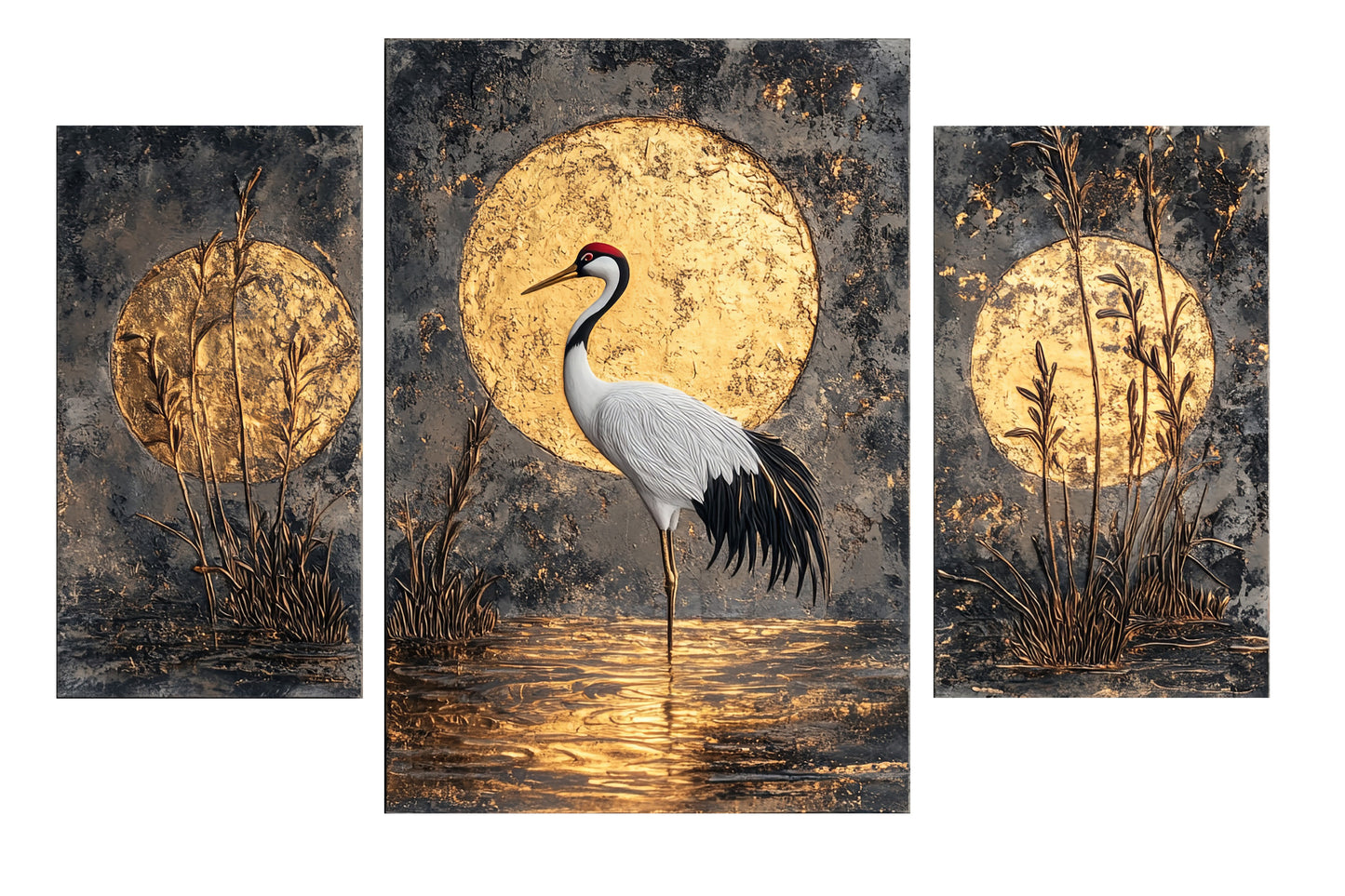 Set-3-canvasses-with-same-ratio-illustrating-stucco-with-gold-luxury-3D Textured Wall Art | UV Embossed Canvas Wall Frame for Home decor