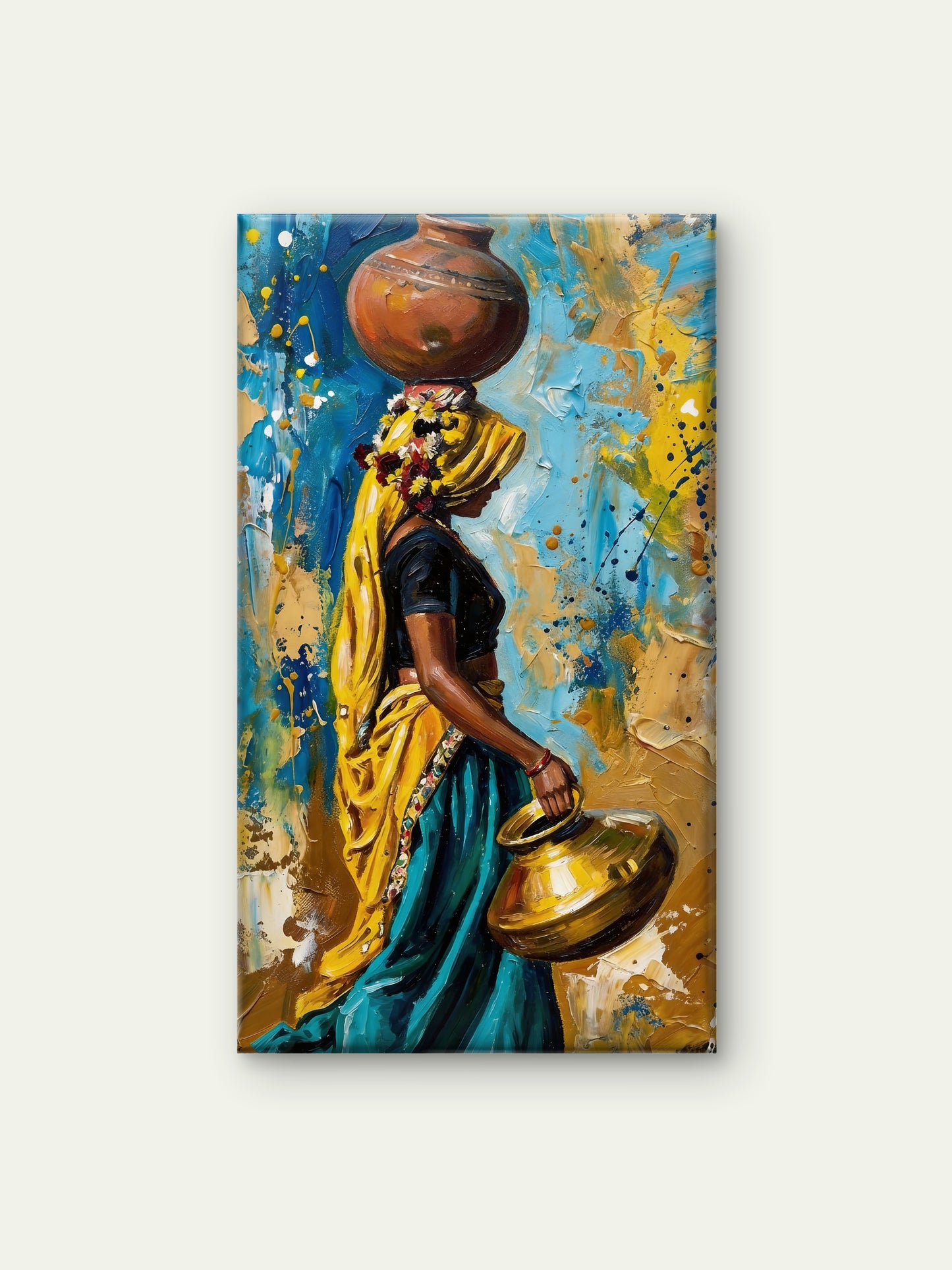 Abstract Digital Art-Luxurious-Indian Culture &  Folk Art 3D Textured Wall Art | UV Printed Embossed Canvas Wall Frame for Home Decor,living Room