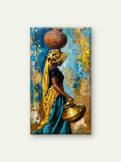 Abstract Digital Art-Luxurious-Indian Culture &  Folk Art 3D Textured Wall Art | UV Printed Embossed Canvas Wall Frame for Home Decor,living Room