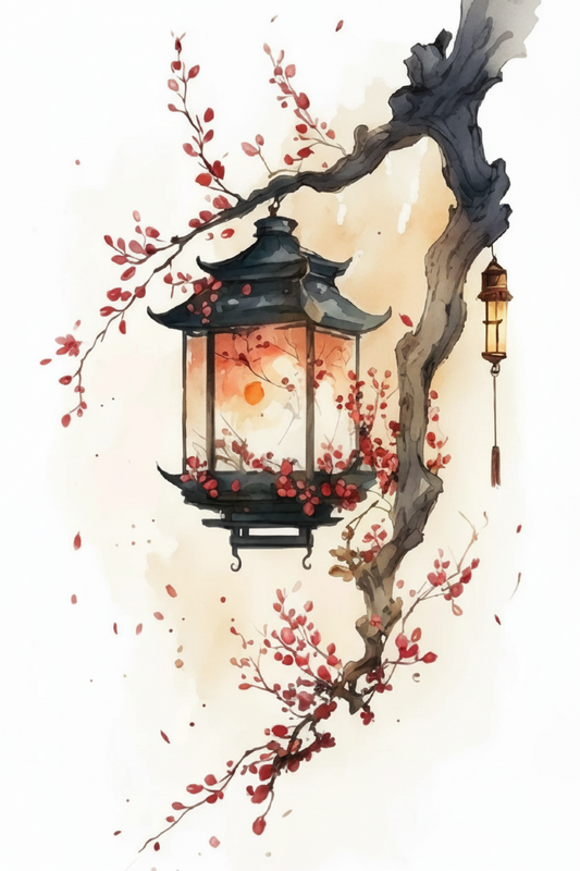 Watercolor Dreams under Cherry Blossoms-premium-Floral & Botanical-3D Textured Wall Art | UV Embossed Canvas Wall Frame for Living room and bed room