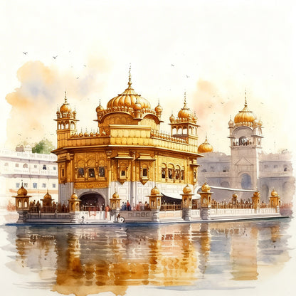Golden Temple-Luxurious-Indian Culture &  Folk Art 3D Textured Wall Art | UV Printed Embossed Canvas Wall Frame for Home Decor,living Room
