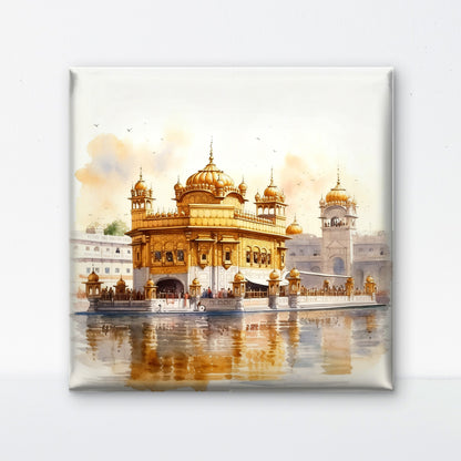Golden Temple-Luxurious-Indian Culture &  Folk Art 3D Textured Wall Art | UV Printed Embossed Canvas Wall Frame for Home Decor,living Room