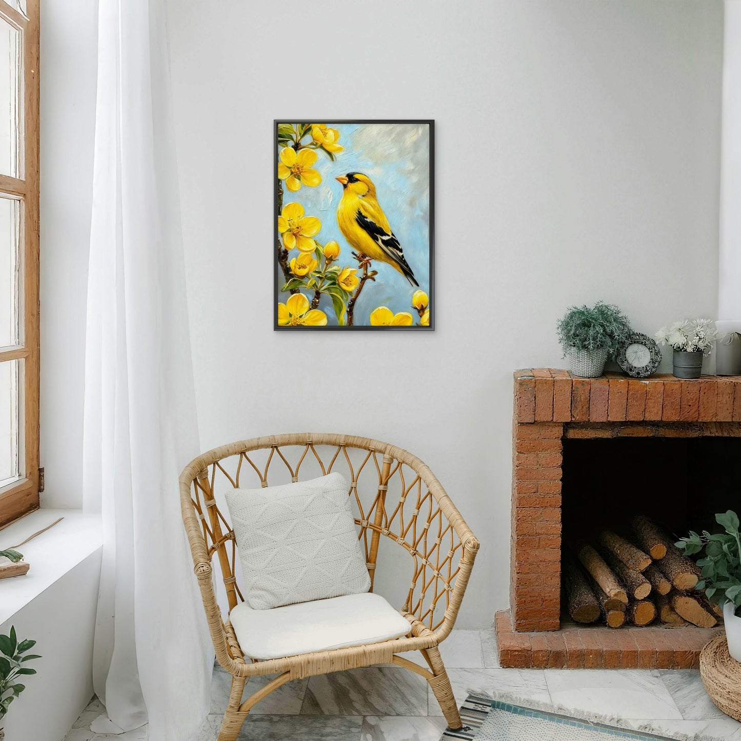 Whispers in the Blossoms-Luxurious-Wildlife & Animals-3D Textured Wall Art | UV Embossed Canvas Wall Frame for Home decor
