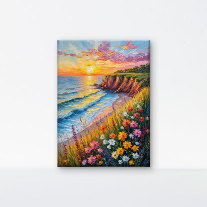 Wildflowers by the Sea-Luxurious-Nature and landscape | 3D Textured Wall Art | UV Printed Embossed Canvas Wall Frame for Home Decor,Living Room