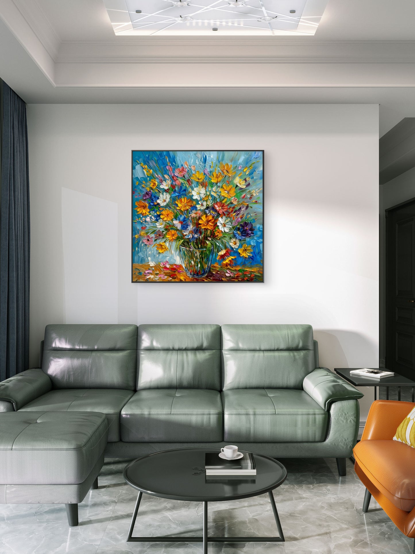 Wildflowers in Glass-Premium-Floral & Botanical-3D Textured Wall Art | UV Embossed Canvas Wall Frame for Living room and bed room