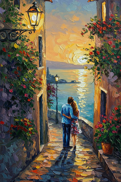 Wonderful Nature and Romantic Couple-Luxurious-Love & Togetherness-3D Textured Wall Art | UV Embossed Canvas Wall Frame for bed room