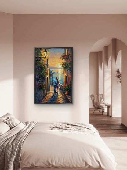 Wonderful Nature and Romantic Couple-Luxurious-Love & Togetherness-3D Textured Wall Art | UV Embossed Canvas Wall Frame for bed room