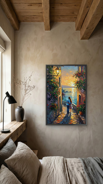 Wonderful Nature and Romantic Couple-Luxurious-Love & Togetherness-3D Textured Wall Art | UV Embossed Canvas Wall Frame for bed room