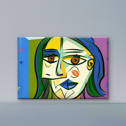 a-cubist-portrait-of-a-womans-face-Luxurious-Modern Art & Abstract| 3D Textured Wall Art | UV Printed Embossed Canvas Wall Frame for Office,Meditation Space