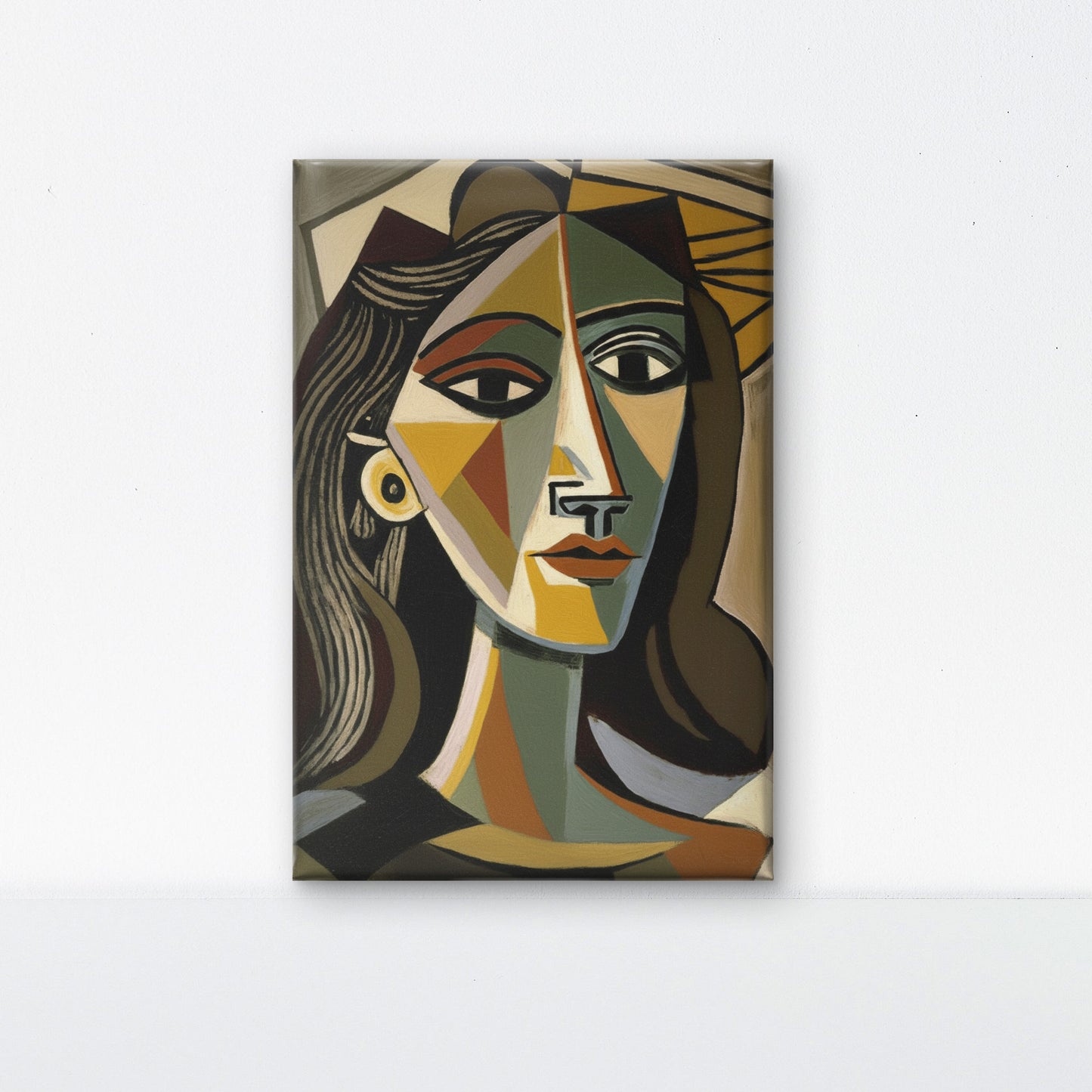 cubist-portrait-of-a-womans-face-Luxurious-Modern Art & Abstract| 3D Textured Wall Art | UV Printed Embossed Canvas Wall Frame for Office,Meditation Space