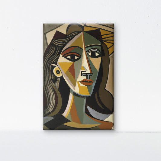 cubist-portrait-of-a-womans-face-Luxurious-Modern Art & Abstract| 3D Textured Wall Art | UV Printed Embossed Canvas Wall Frame for Office,Meditation Space