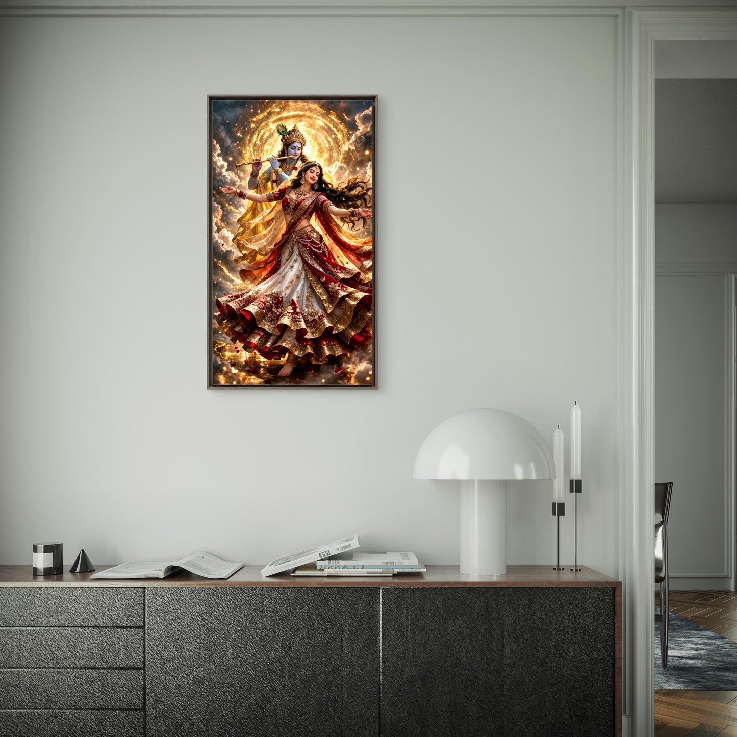 The Divine Raas Leela-Luxurious-Gods and Divine Art 3D Textured Wall Art | UV Printed Embossed Canvas Wall Frame for Home Decor,living Room
