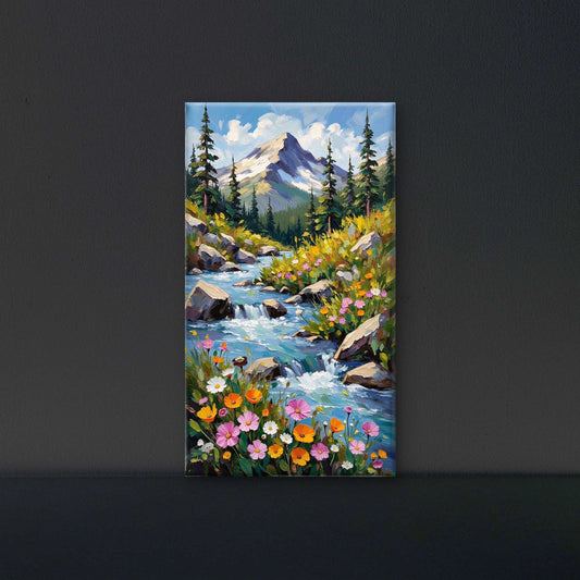 Impasto Mountain Wildflower Art Luxurious-Floral & Botanical-3D Textured Wall Art | UV Embossed Canvas Wall Frame for Home decor