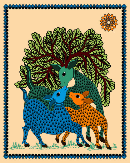 indian-artistry-madhubani-Luxurious-Indian Culture &  Folk Art 3D Textured Wall Art | UV Printed Embossed Canvas Wall Frame for Home Decor,living Room