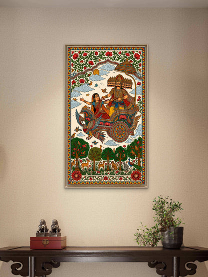 Journey of the Ten-Headed King ravan-Luxurious-Gods and Divine Art 3D Textured Wall Art | UV Printed Embossed Canvas Wall Frame for Home Decor,living Room