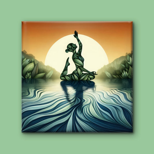 elegant-silhouette-nature-sunrise-Luxurious-Serenity & Wellness-3D Textured Wall Art | UV Embossed Canvas Wall Frame for Meditation Space