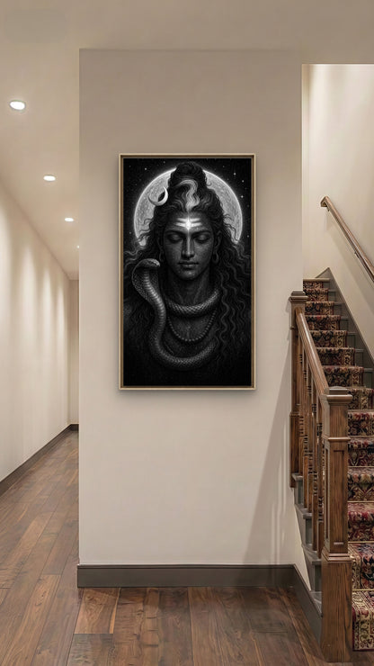 Lord Shiva-Luxurious-Gods and Divine Art 3D Textured Wall Art | UV Printed Embossed Canvas Wall Frame for Home Decor,living Room