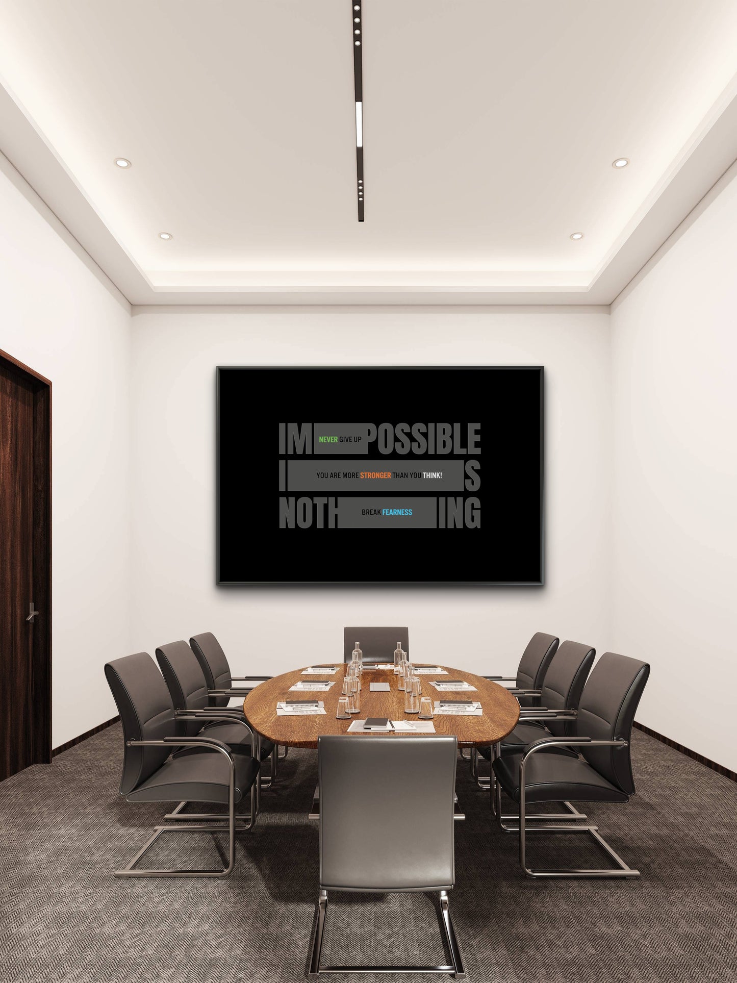 nothing is impossible-Luxurious-Motivational & Typography| 3D Textured Wall Art | UV Printed Embossed Canvas Wall Frame for Office,Meditation Space