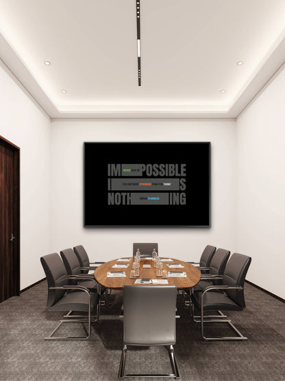 nothing is impossible-Luxurious-Motivational & Typography| 3D Textured Wall Art | UV Printed Embossed Canvas Wall Frame for Office,Meditation Space