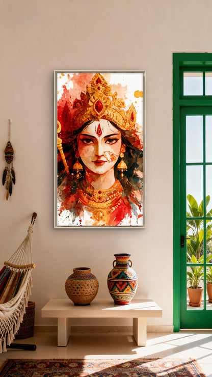 Shakti: The Eternal Power-Luxurious-Gods and Divine Art 3D Textured Wall Art | UV Printed Embossed Canvas Wall Frame for Home Decor,living Room