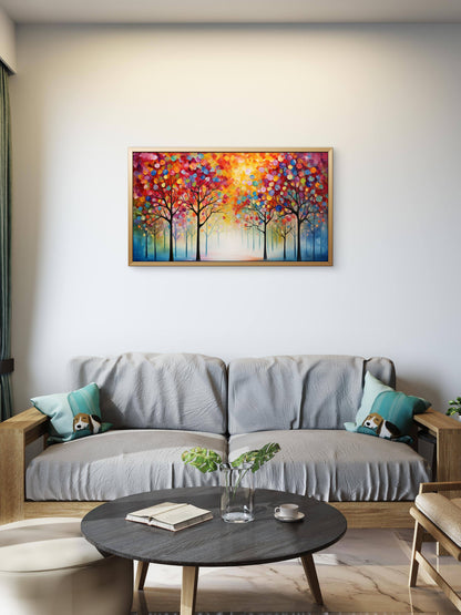 abstract-background-vintage-illustration-forests-Luxurious-Nature and landscape | 3D Textured Wall Art | UV Printed Embossed Canvas Wall Frame for Home Decor,Living Room
