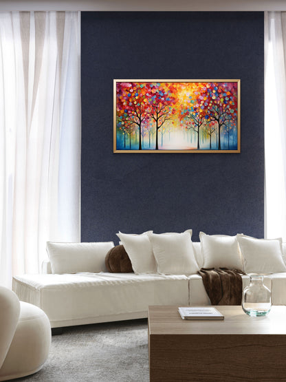 abstract-background-vintage-illustration-forests-Luxurious-Nature and landscape | 3D Textured Wall Art | UV Printed Embossed Canvas Wall Frame for Home Decor,Living Room