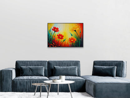 colorful-spring-Flower-Luxury-Floral & Botanical-3D Textured Wall Art | UV Embossed Canvas Wall Frame for home decor and Restaurant