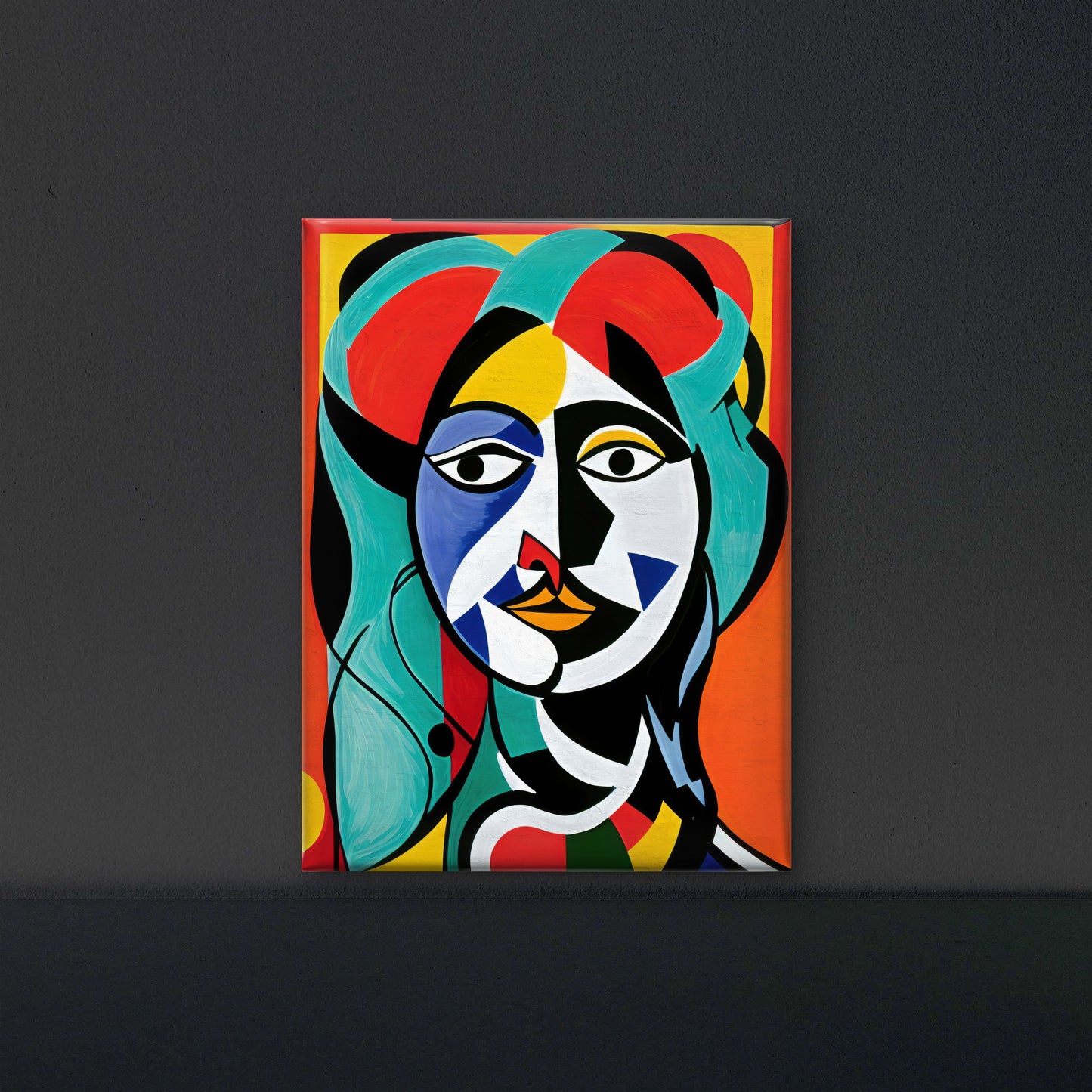 abstract-modern-art-picasso-style-human-woman-face-Luxurious-Modern Art & Abstract| 3D Textured Wall Art | UV Printed Embossed Canvas Wall Frame for Office,Meditation Space