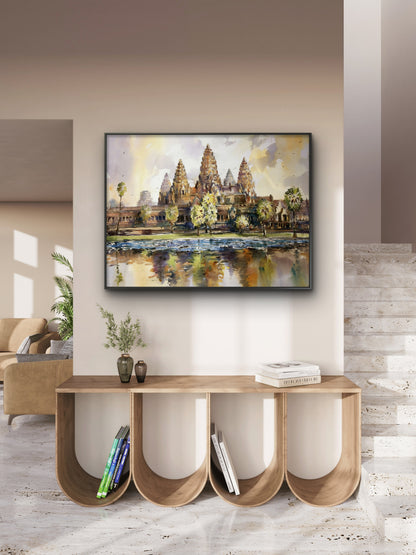 Reflections of an Ancient Empire-Luxurious-Spiritual & Mindful 3D Textured Wall Art | UV Printed Embossed Canvas Wall Frame for Prayer room ,Meditation Space