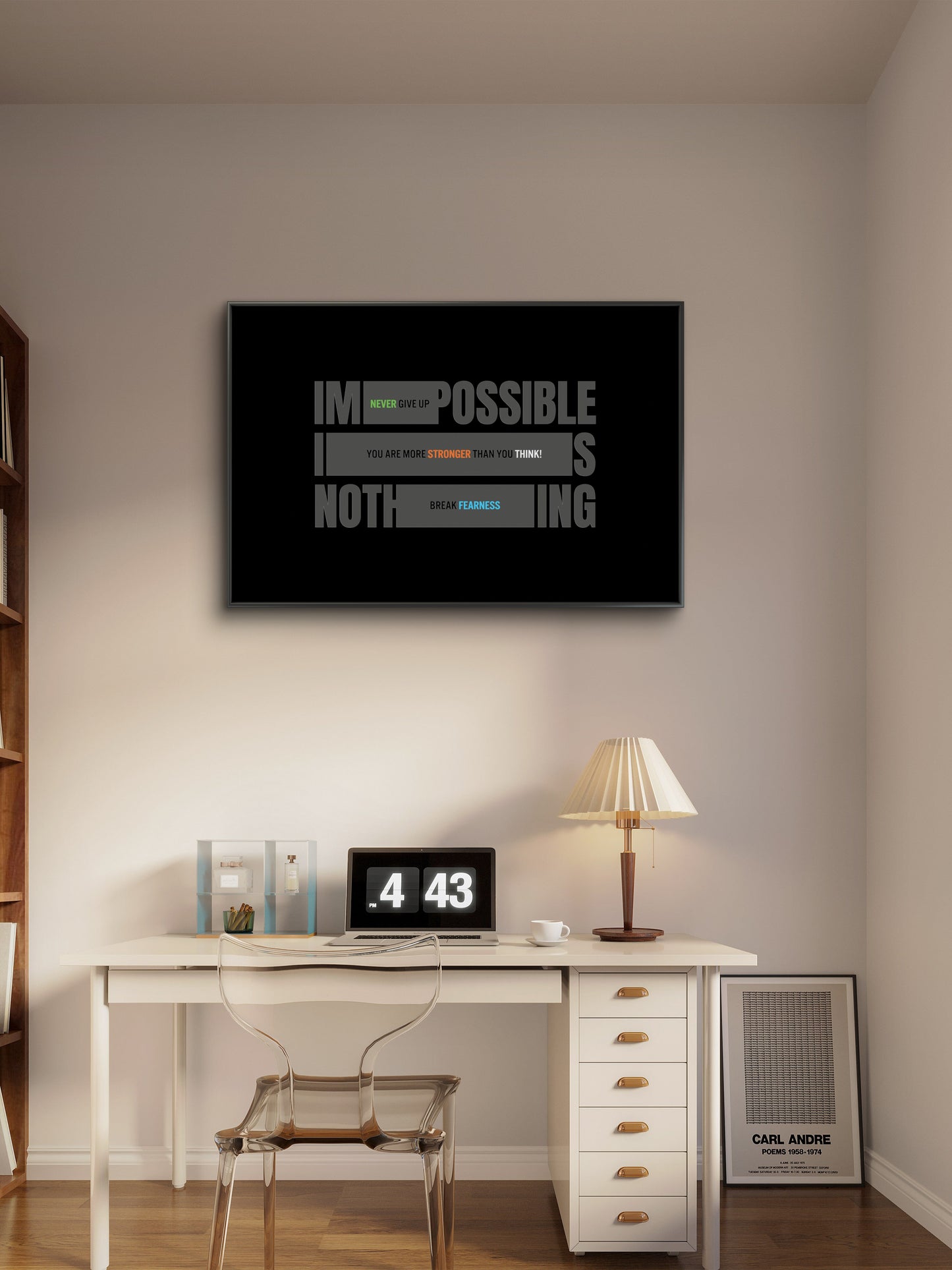 nothing is impossible-Luxurious-Motivational & Typography| 3D Textured Wall Art | UV Printed Embossed Canvas Wall Frame for Office,Meditation Space