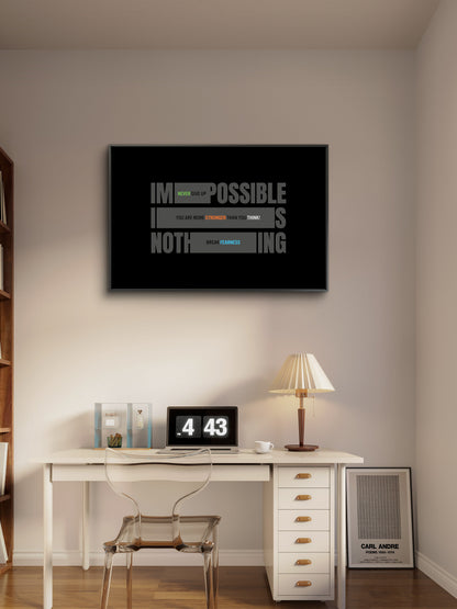 nothing is impossible-Luxurious-Motivational & Typography| 3D Textured Wall Art | UV Printed Embossed Canvas Wall Frame for Office,Meditation Space