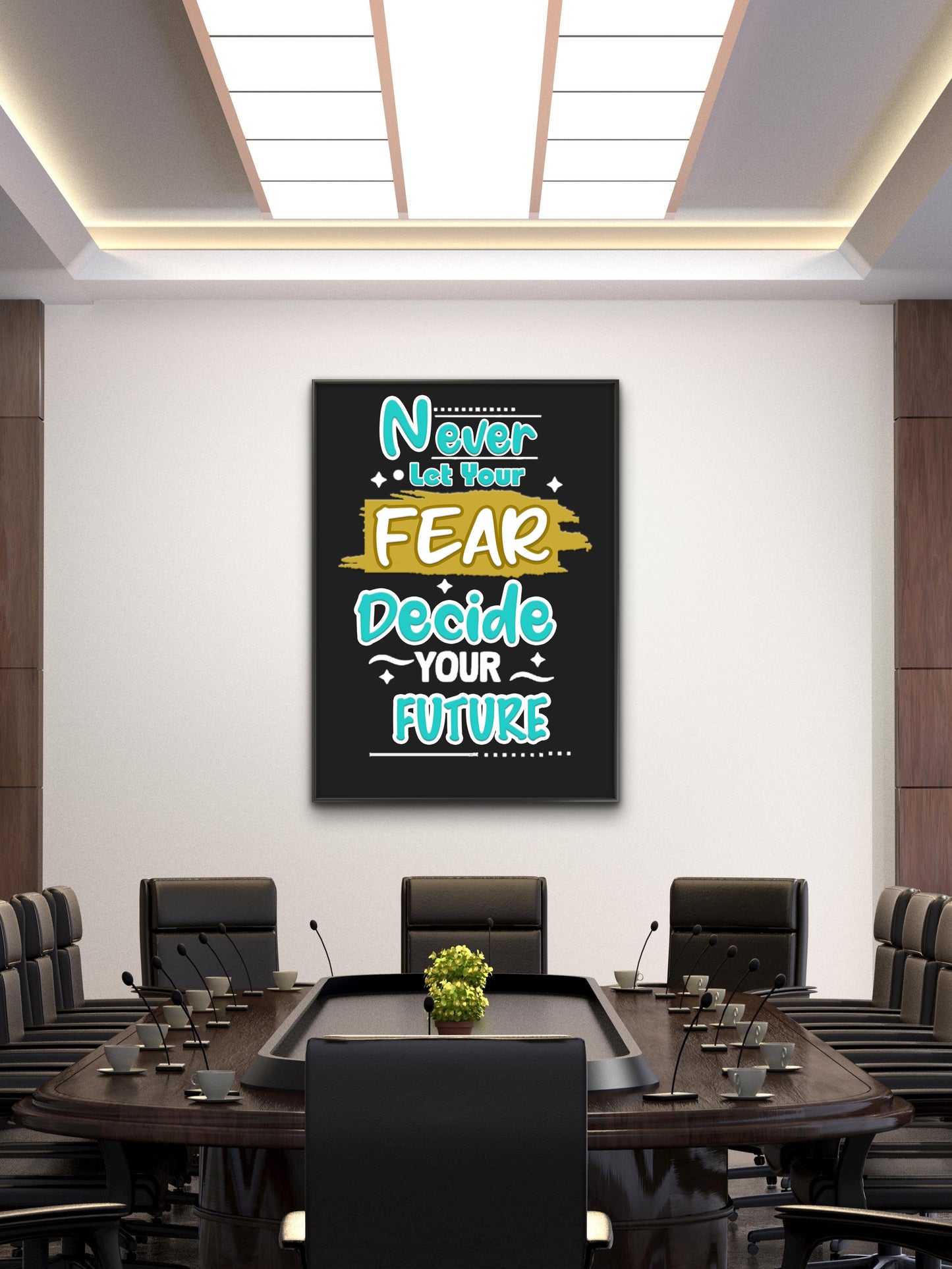 never let your fear decide your future-Luxurious-Motivational & Typography| 3D Textured Wall Art | UV Printed Embossed Canvas Wall Frame for Office,Meditation Space