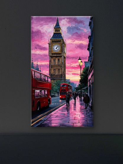 London's Electric Dusk -Luxurious-Nature & Landscapes 3D Textured Wall Art | UV Printed Embossed Canvas Wall Frame for Home Decor,living Room