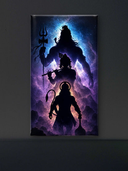 Lord Shiva, Lord Krishna & Lord Hanuman -Luxurious-Gods and Divine Art 3D Textured Wall Art | UV Printed Embossed Canvas Wall Frame for Home Decor,living Room