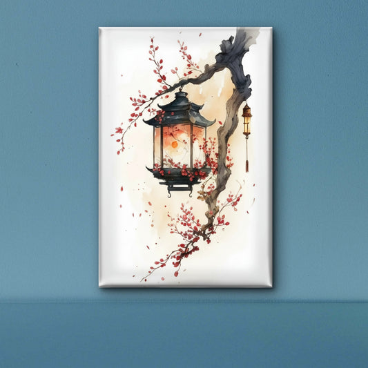 Watercolor Dreams under Cherry Blossoms-premium-Floral & Botanical-3D Textured Wall Art | UV Embossed Canvas Wall Frame for Living room and bed room