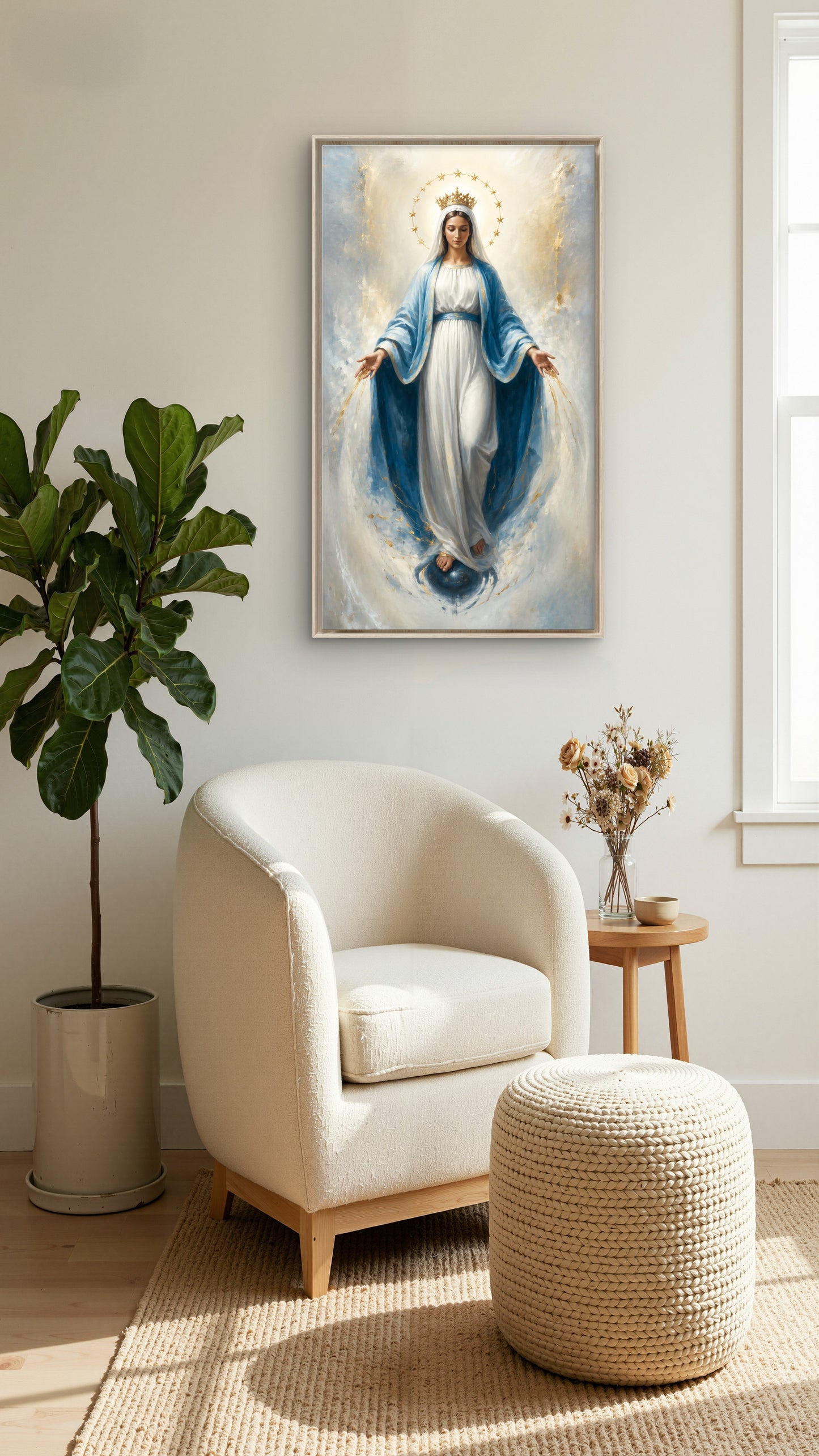 Lady of Grace -Luxurious-Gods and Divine Art 3D Textured Wall Art | UV Printed Embossed Canvas Wall Frame for Home Decor,living Room