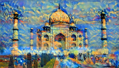 artwork-taj-mahal-india-Luxurious-Indian Culture &  Folk Art 3D Textured Wall Art | UV Printed Embossed Canvas Wall Frame for Home Decor,living Room