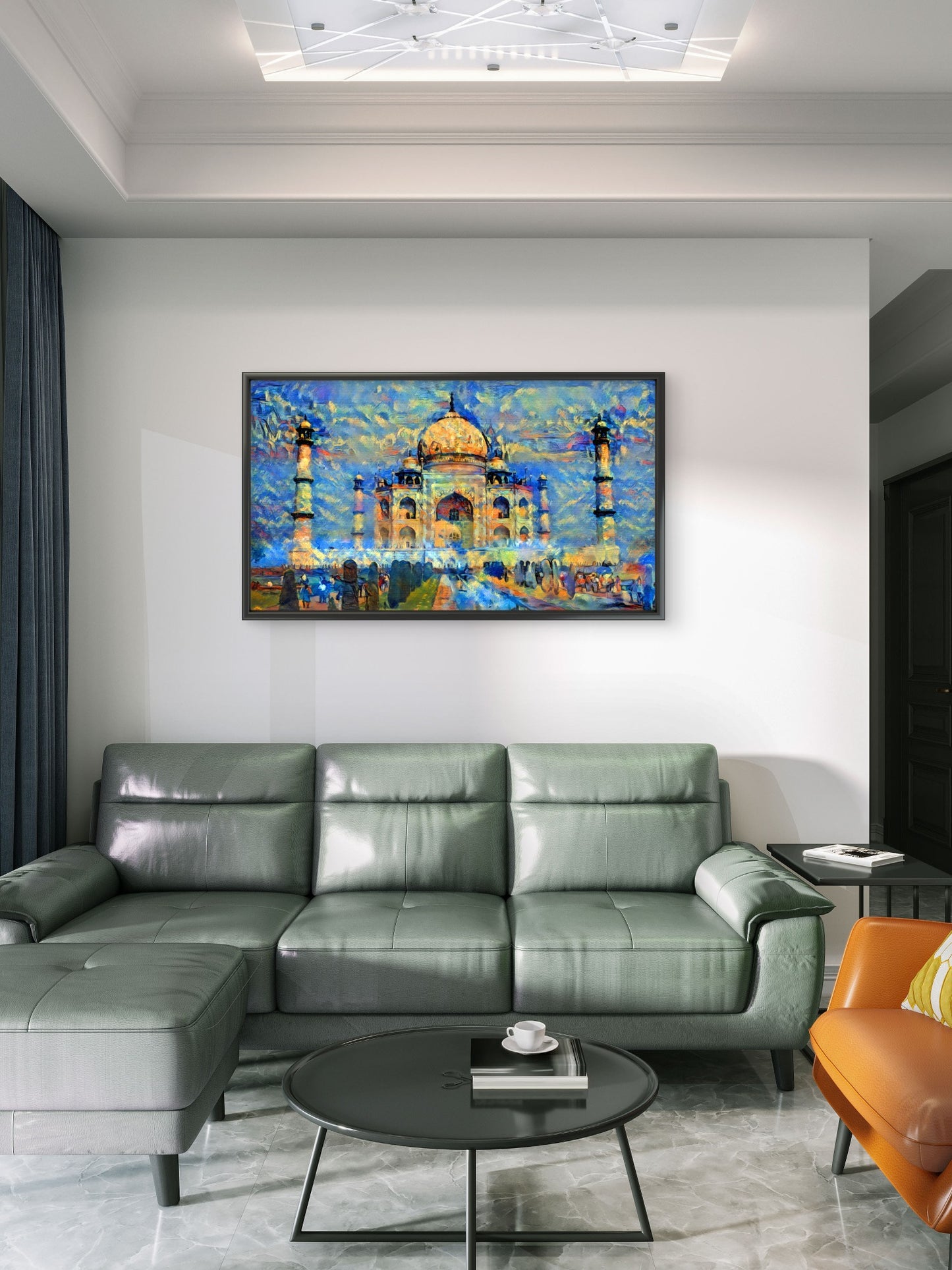 artwork-taj-mahal-india-Luxurious-Indian Culture &  Folk Art 3D Textured Wall Art | UV Printed Embossed Canvas Wall Frame for Home Decor,living Room